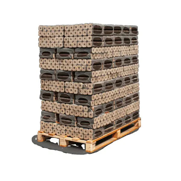 4,8 kWh/kg, Heizfuxx PiniKay Octagon Holzbriketts – 960 kg (96×10 kg), Hartholz, achteckig mit Loch