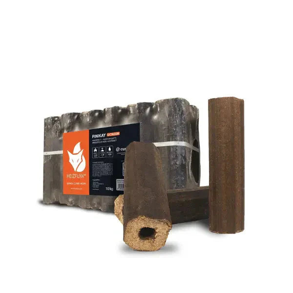 4,8 kWh/kg, Heizfuxx PiniKay Quadro Holzbriketts – 960 kg (96×10 kg), Hartholz, Vierkant mit Loch