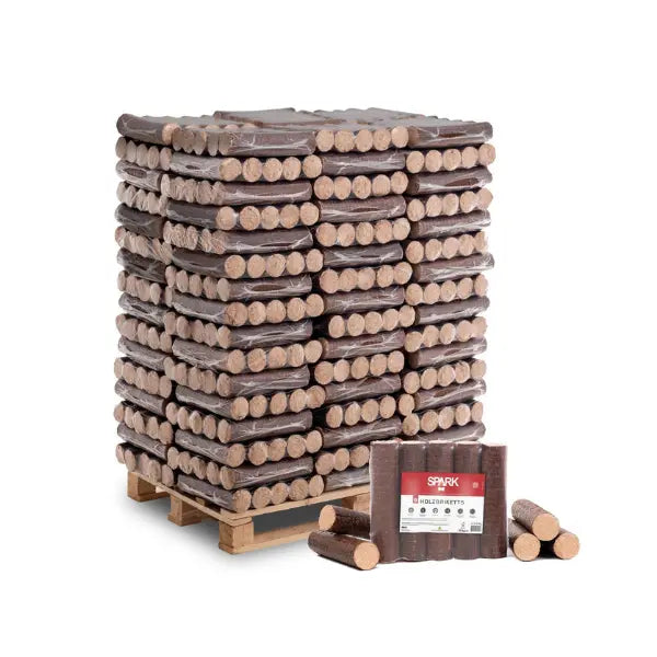 für Kamin & Ofen Spark Buchenholzbriketts rund – 960 kg (96 × 10 kg)
