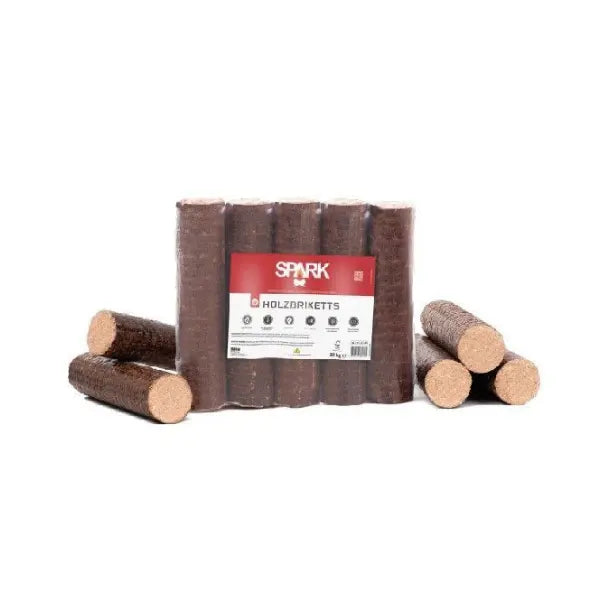für Kamin & Ofen Spark Buchenholzbriketts rund – 960 kg (96 × 10 kg)